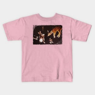 Backyard Playing Beagles, Rabbit and Fawn Kids T-Shirt